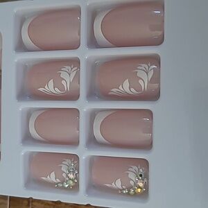 2/$16 Rhinestone French Manicure Press On Nails